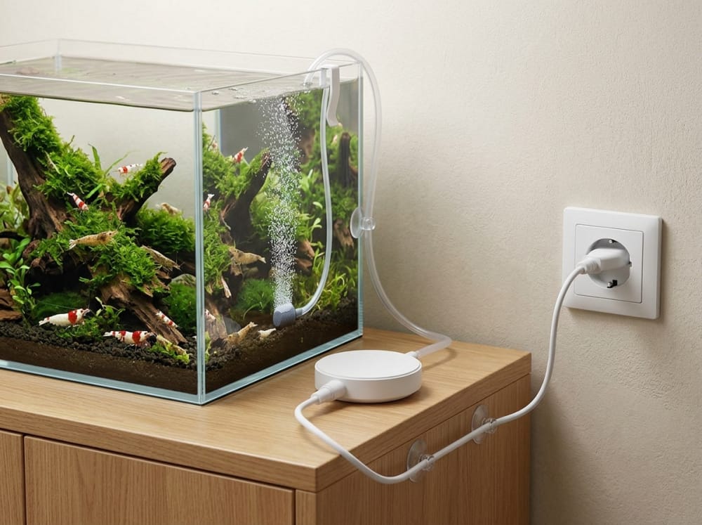Cuándo un mini aireador es vital en España — supporting aquarium detail