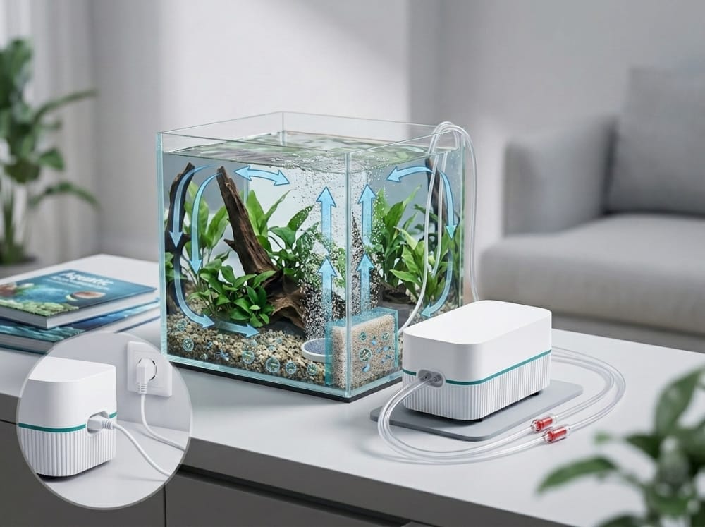 Bombas de aire y circulación acuática en España — supporting aquarium detail