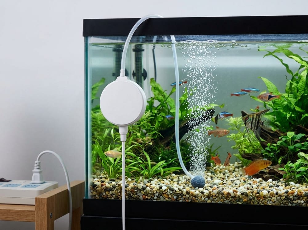 Bomba de aire o filtro en acuarios de España — supporting aquarium detail