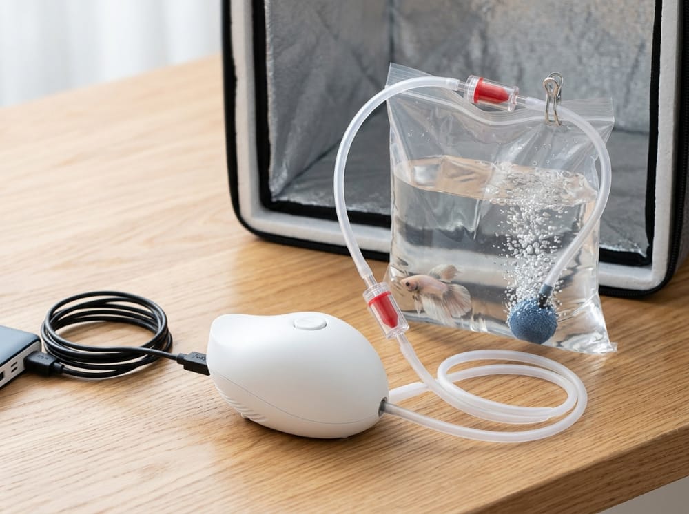 Mini bombas de aire para gambarios en España — supporting aquarium detail