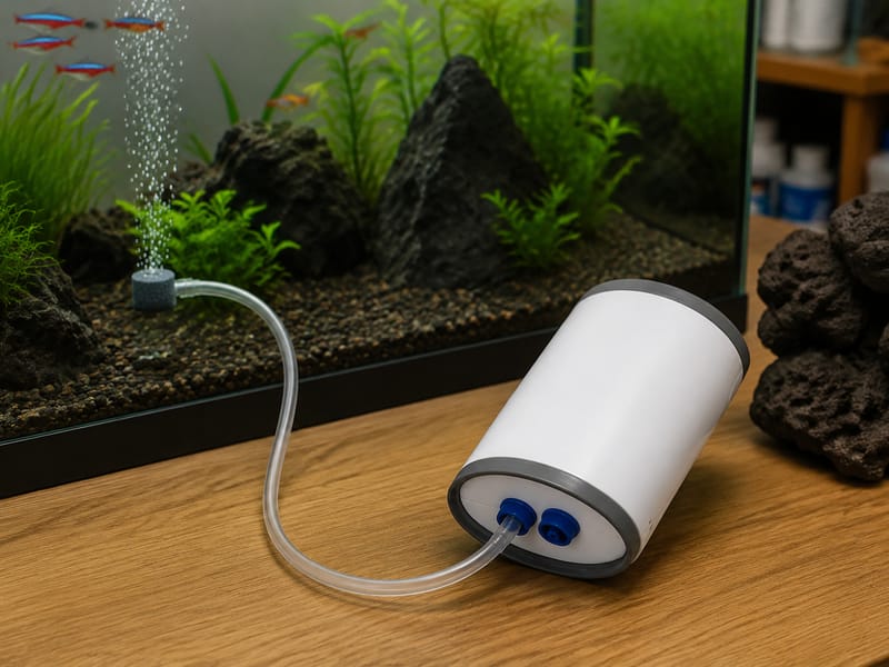 Proveedor de bombas de aire recargables para acuario — supporting aquarium detail