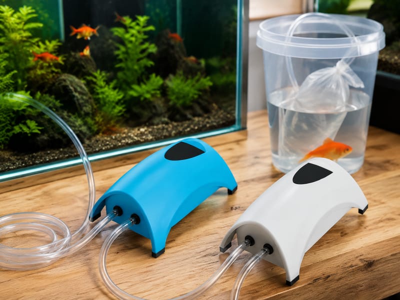 Proveedor de bombas de aire recargables para acuario — practical setup example