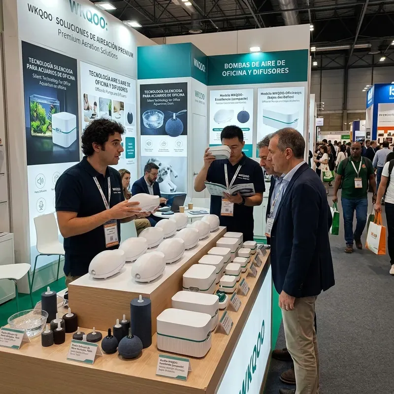 Stand de exposición de productos para acuarios de WKAQOO en IBERZOO\u0026PROPET, marzo de 2023, Madrid, para contactar con distribuidores y compradores OEM de todo el mundo