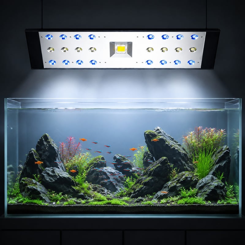 Imagen del rendimiento de la luz LED para acuarios WK005, modelo WK005, para distribuidores y equipos de aprovisionamiento de equipamiento para acuarios
