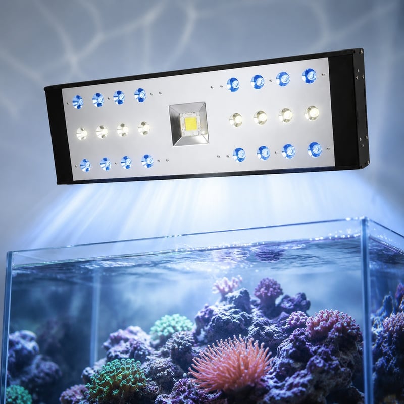 Imagen de las ventajas de la luz LED para acuarios WK005, modelo WK005, para distribuidores y equipos de aprovisionamiento de equipamiento para acuarios