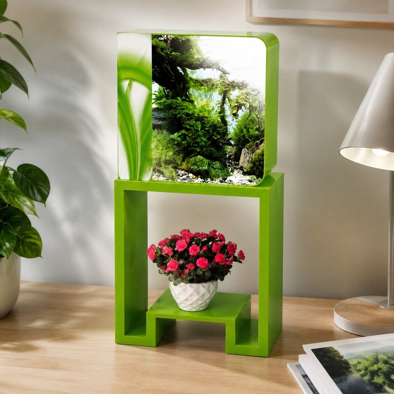Imagen de funciones del modelo WK010 del acuario para peces de acrílico todo en uno WK010 con LED RGB para distribuidores de acuarios y equipos de aprovisionamiento