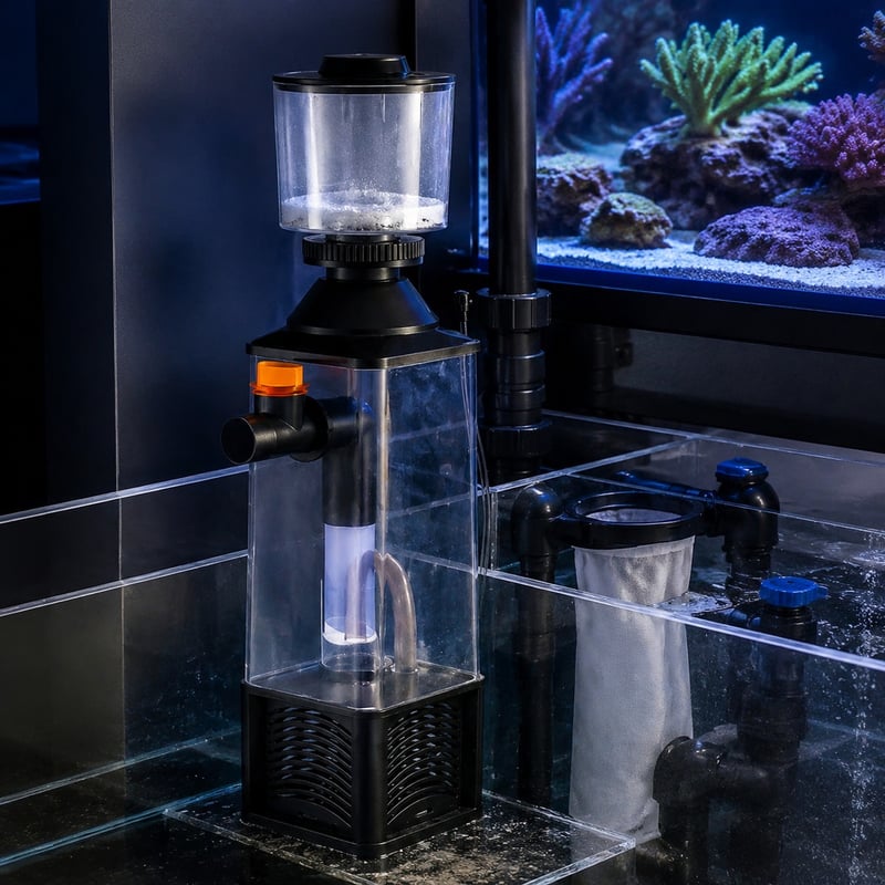 Imagen de funciones del skimmer de proteínas para acuarios WK048, modelo WK048, para distribuidores y equipos de abastecimiento de equipamiento para acuarios