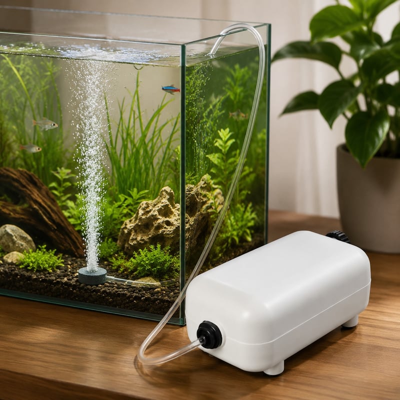 Imagen de detalle 3 de la bomba de aire para acuario WK049 de una o dos salidas, modelo WK049, para mayoristas y compradores OEM de equipos para acuarios