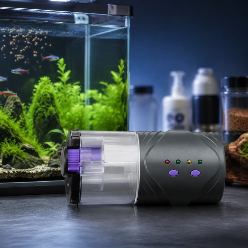 Imagen de rendimiento del alimentador automático para peces de acuario WK060, modelo WK060, para distribuidores de equipos de acuario y equipos de aprovisionamiento