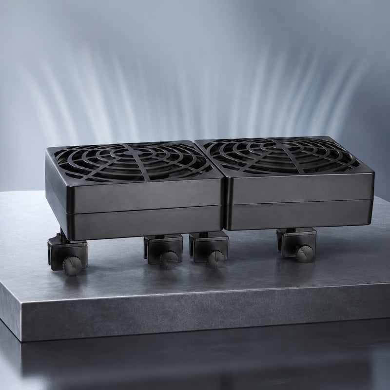 Imagen de detalle 4 del ventilador de refrigeración para acuarios WK061 con doble cabezal y fijación de clip para peceras, modelo WK061, para compradores de equipamiento para acuarios al por mayor y OEM