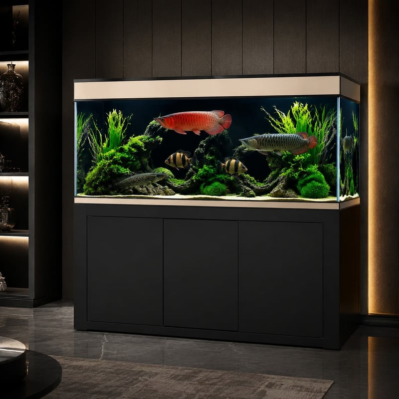 Imagen de las funciones del acuario de lujo para arowanas WK065, modelo WK065, para distribuidores de acuarios y equipos de abastecimiento