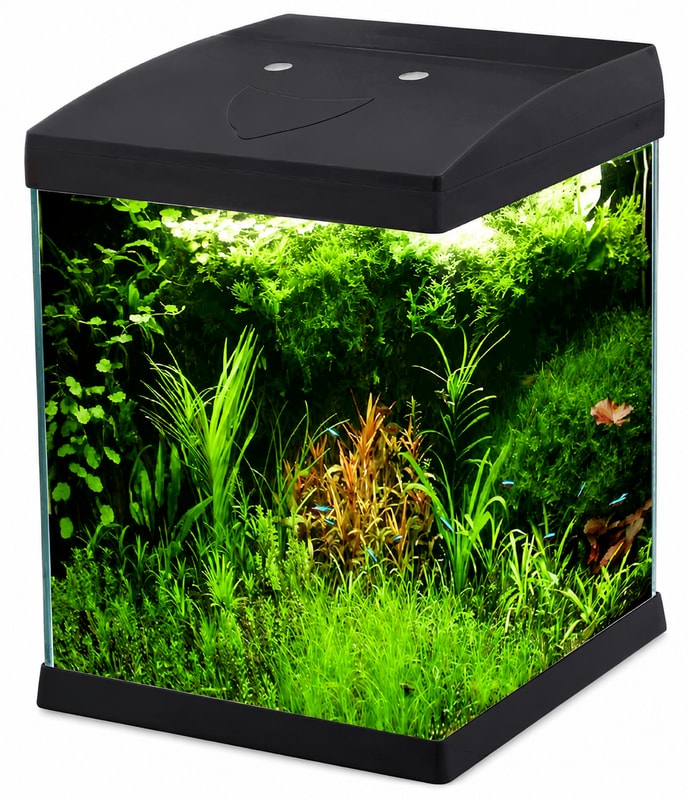 WK072 Mini acuario de vidrio sin marco con luz LED para la venta al por mayor de acuarios y el suministro OEM y a distribuidores
