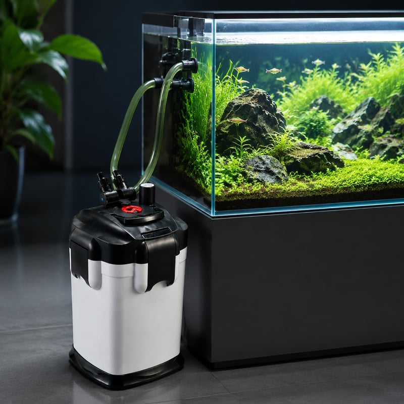Imagen de funciones del Filtro externo de acuario WK074, modelo WK074, para distribuidores y equipos de aprovisionamiento de soluciones de filtración para acuarios