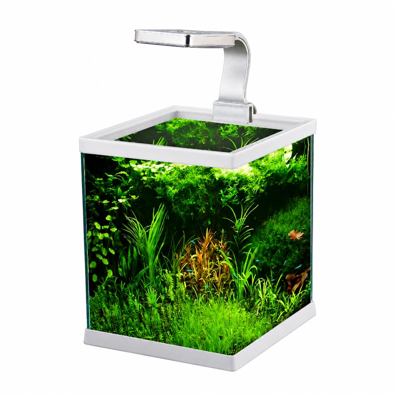 WK076 Mini acuario abierto de vidrio sin marco con luz LED para la venta al por mayor de acuarios y el suministro OEM y a distribuidores
