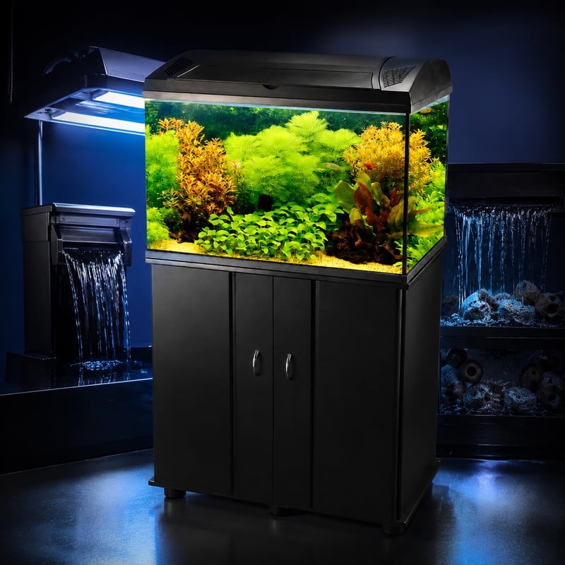 Imagen del rendimiento del acuario de cristal rectangular para peces WK078, modelo WK078, para distribuidores y equipos de aprovisionamiento de acuarios