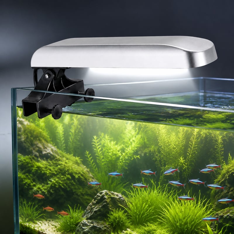 Imagen de rendimiento de la luz de acuario impermeable con clip WK086, modelo WK086, para distribuidores de equipos de acuario y equipos de compras