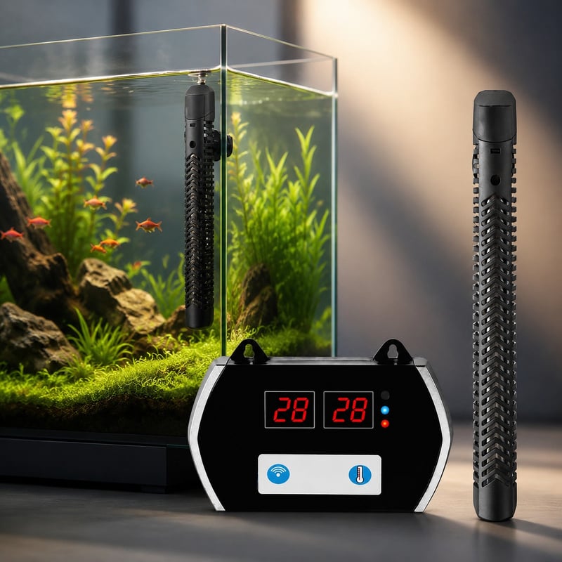 Imagen de ventajas del calentador de acuario controlado mediante aplicación WK092, modelo WK092, para distribuidores y equipos de compras de equipos para acuarios