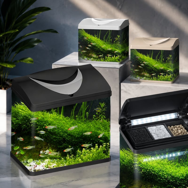 Imagen de rendimiento del modelo WK095 del acuario de cristal para peces WK095 para distribuidores y equipos de compras de acuarios