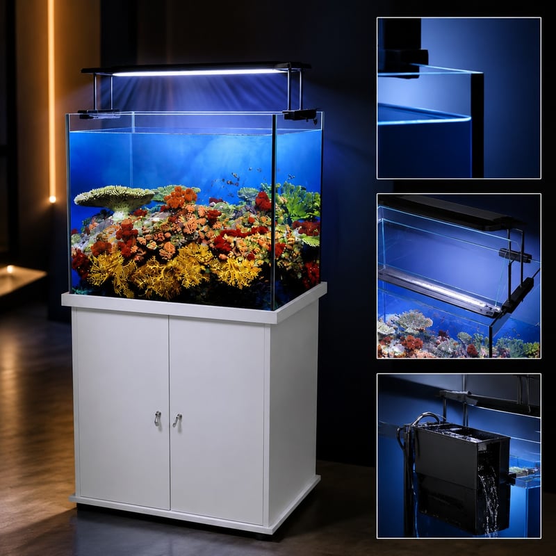 Imagen de rendimiento del conjunto de acuario WK102 con luz LED ultradelgada con clip, modelo WK102, para distribuidores y equipos de abastecimiento de acuarios