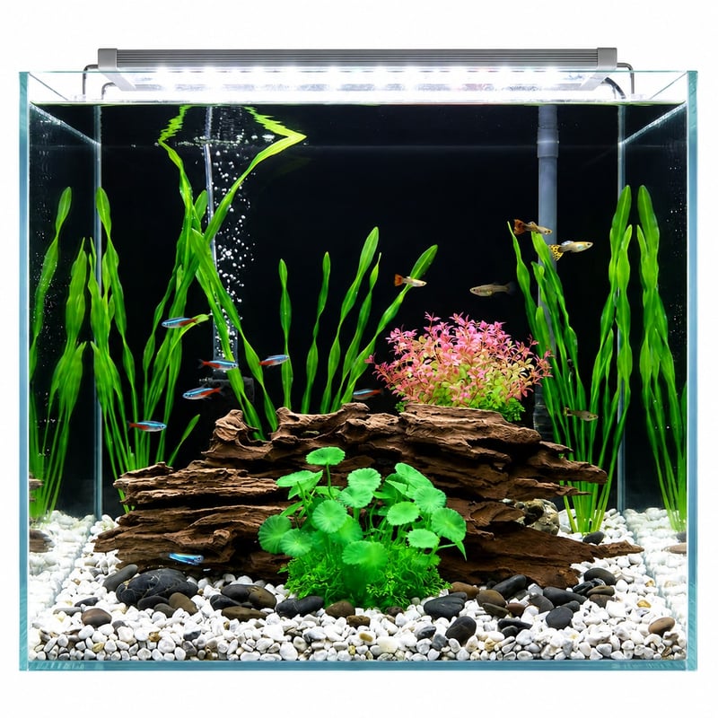 Imagen de ventajas de las plantas artificiales para acuarios y peceras WK105, modelo WK105, para distribuidores y equipos de aprovisionamiento de decoración de Aquascaping