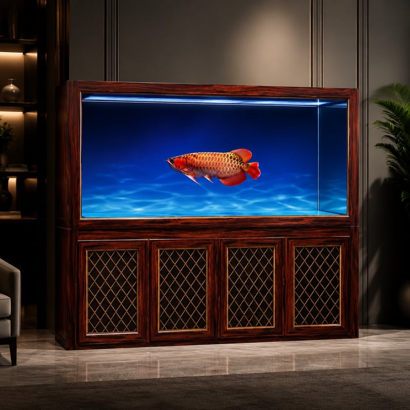 Imagen de rendimiento del acuario para arowanas WK106 Wood Grain, modelo WK106, para distribuidores y equipos de aprovisionamiento de acuarios