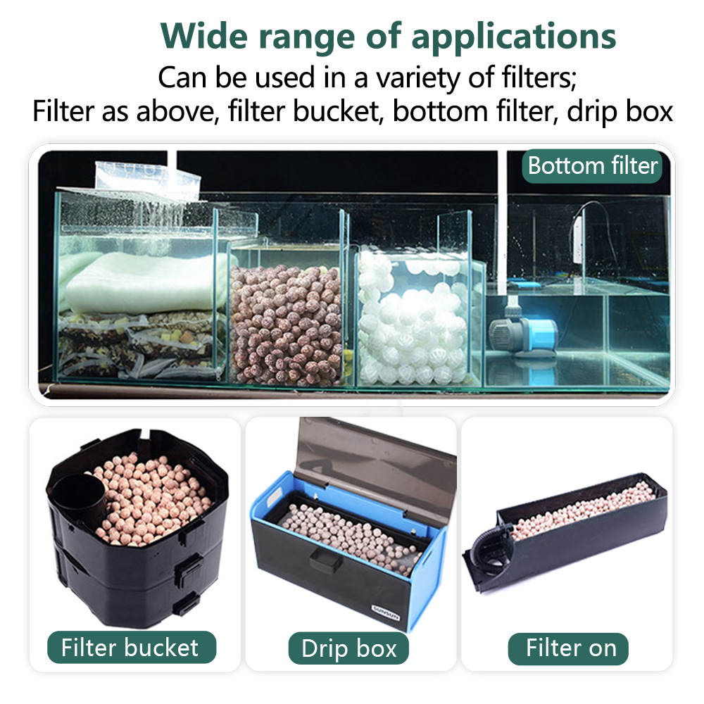 Imagen de detalle 6 de las bolas de material biológico de cuarzo WK115, modelo WK115, para soporte de filtración de acuarios y compradores mayoristas y OEM