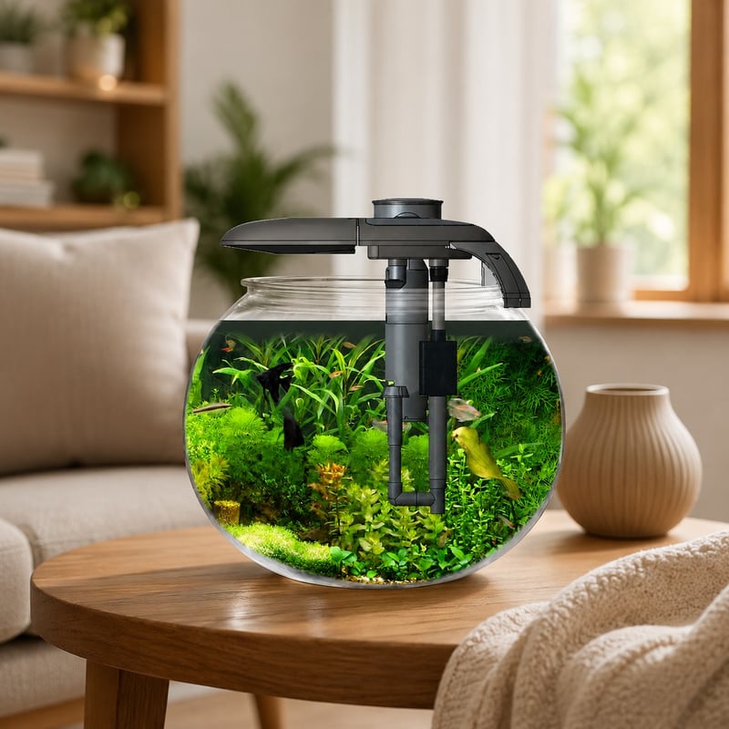 Imagen de las funciones del modelo WK117 del acuario redondo de PC WK117 para distribuidores y equipos de compras de acuarios