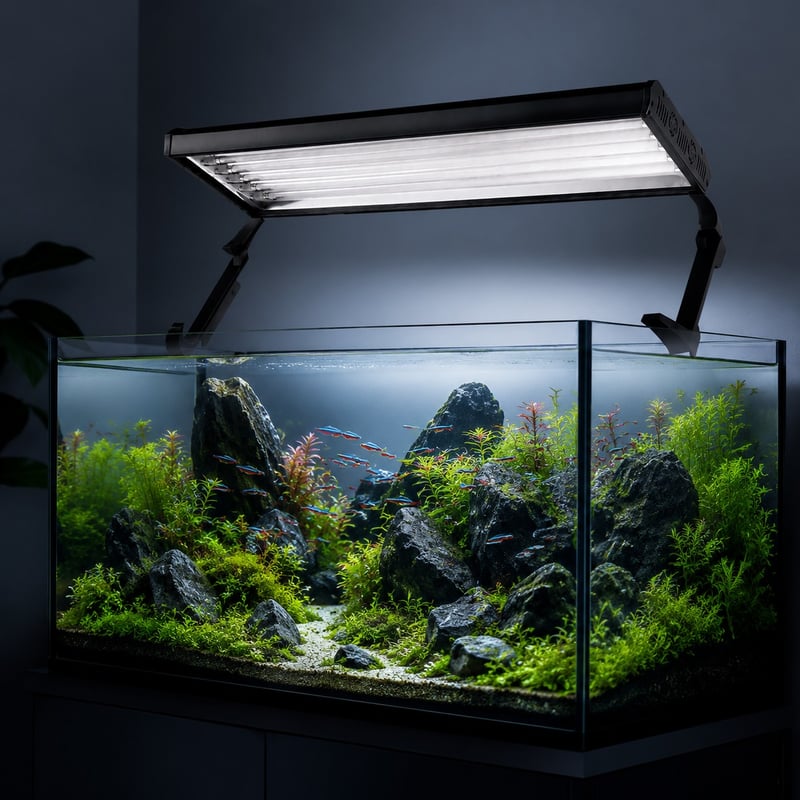 Imagen de las funciones del modelo WK135 de la luminaria para acuarios WK135 de 6 tubos T5 HO para distribuidores y equipos de abastecimiento de equipos para acuarios