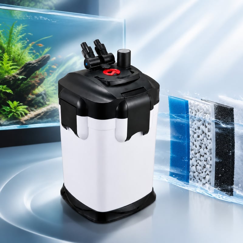 Imagen de las ventajas del filtro de cartucho externo UV WK146 Uvf 3328, modelo WK146, para distribuidores y equipos de abastecimiento de soporte de filtración de acuarios